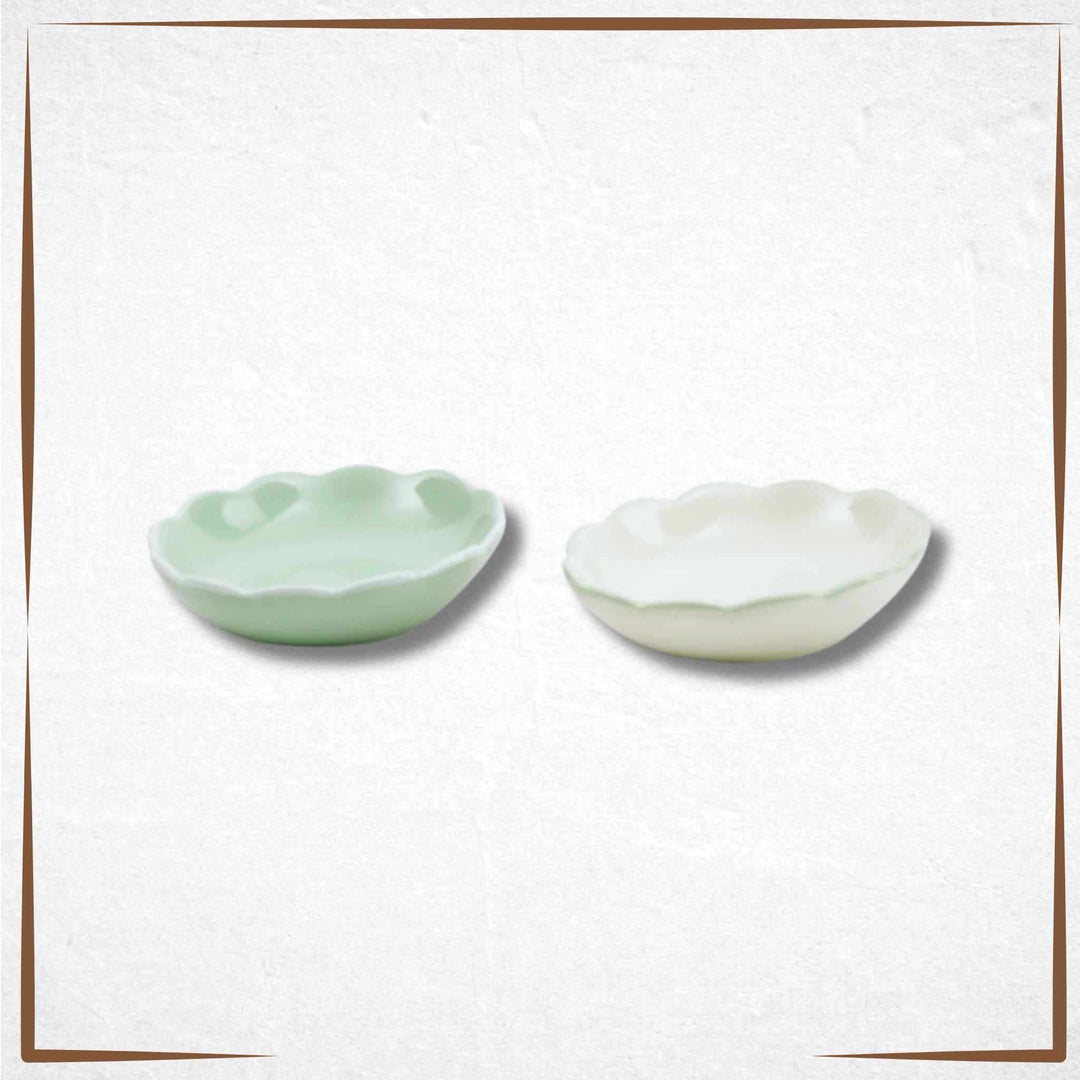 Set of Cat Plates - Two Shallow Scalloped Dishes
