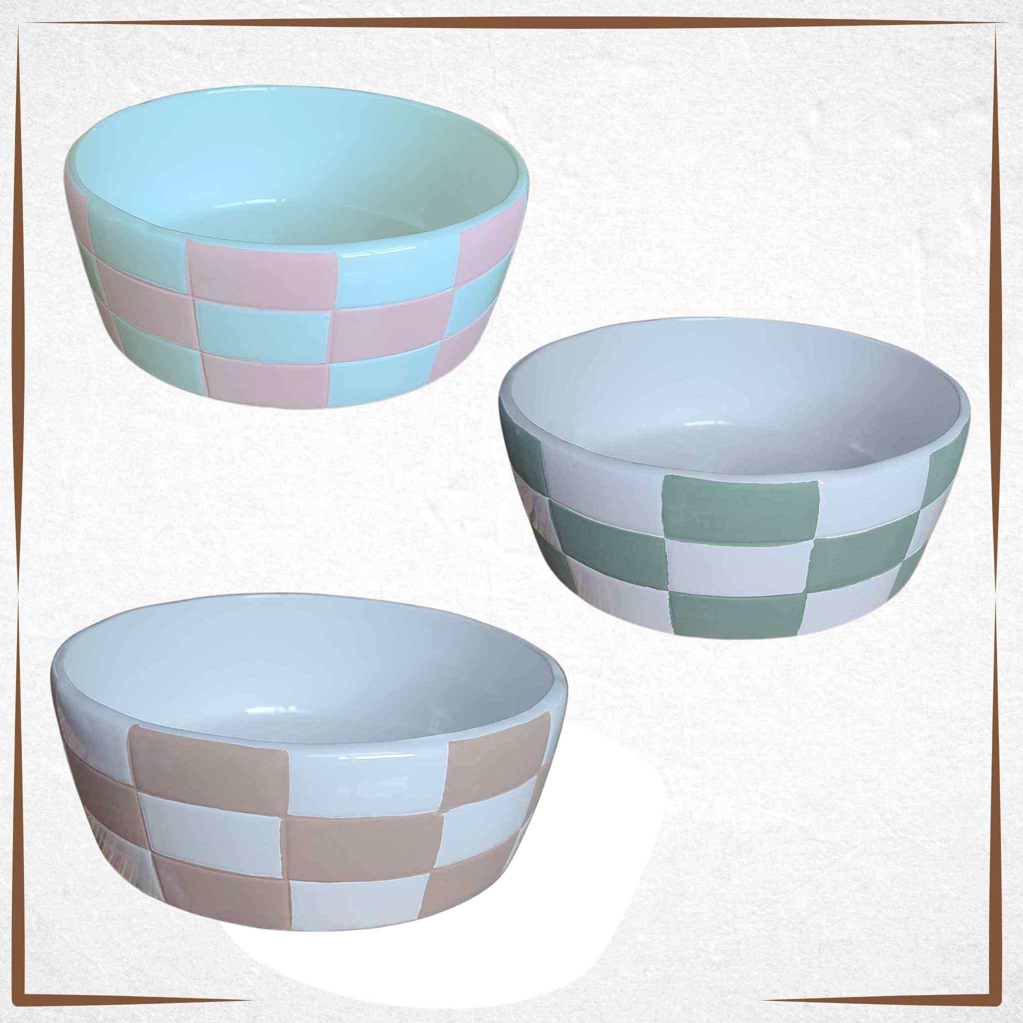 Large Dog Bowl - Checkered - At Buddy's Paws & Claws