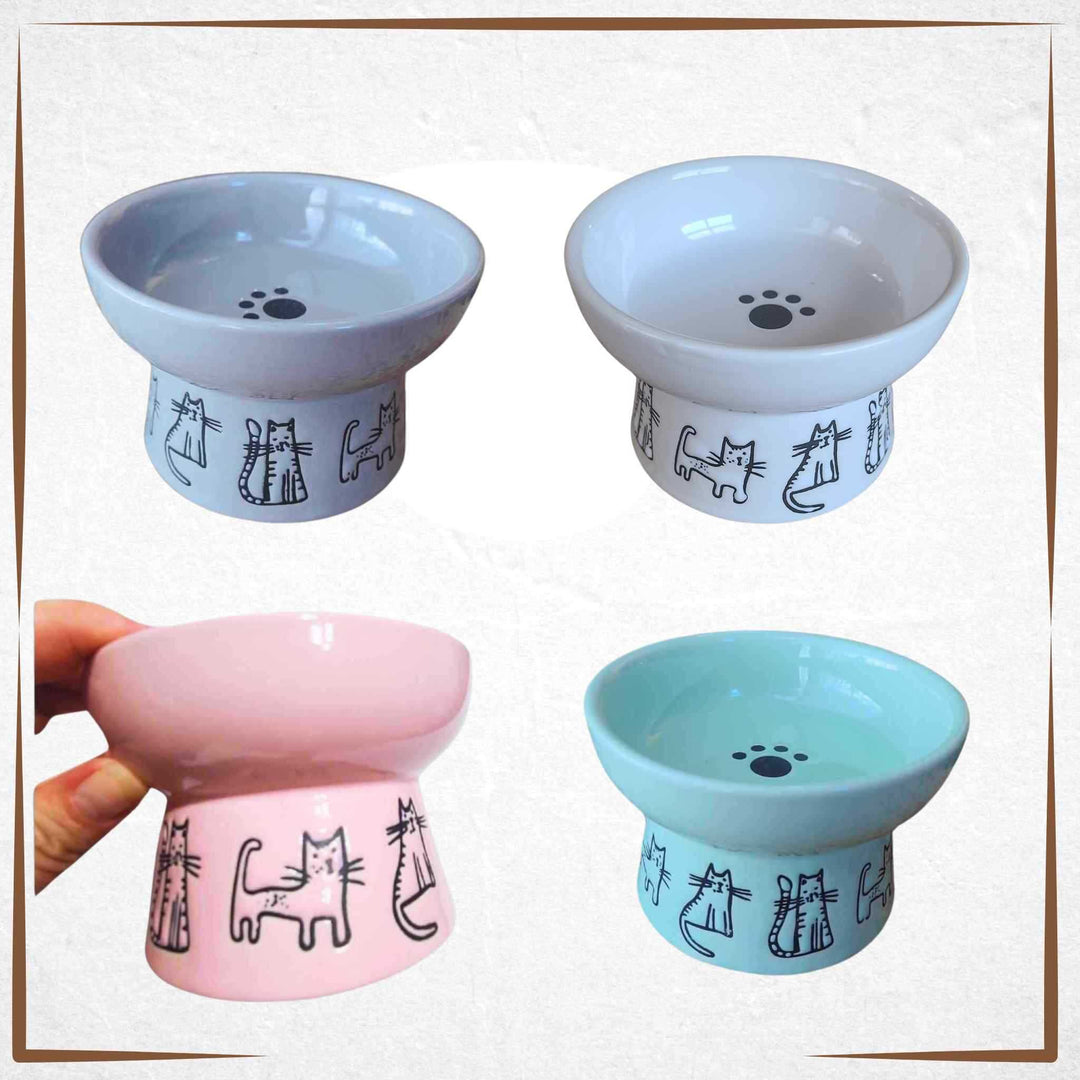 Raised Cat Bowl Small - Cat Bodies