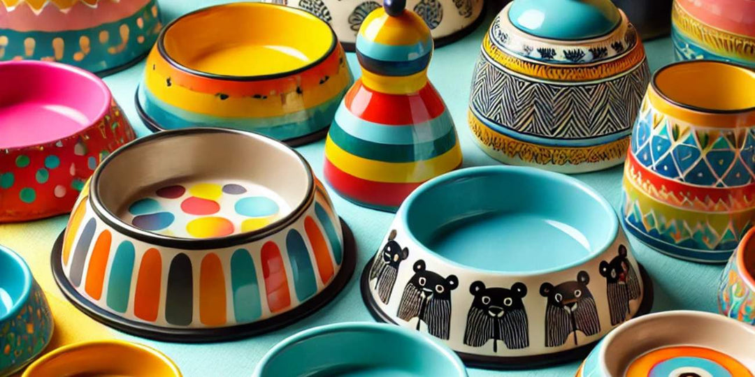 colorful pet bowls