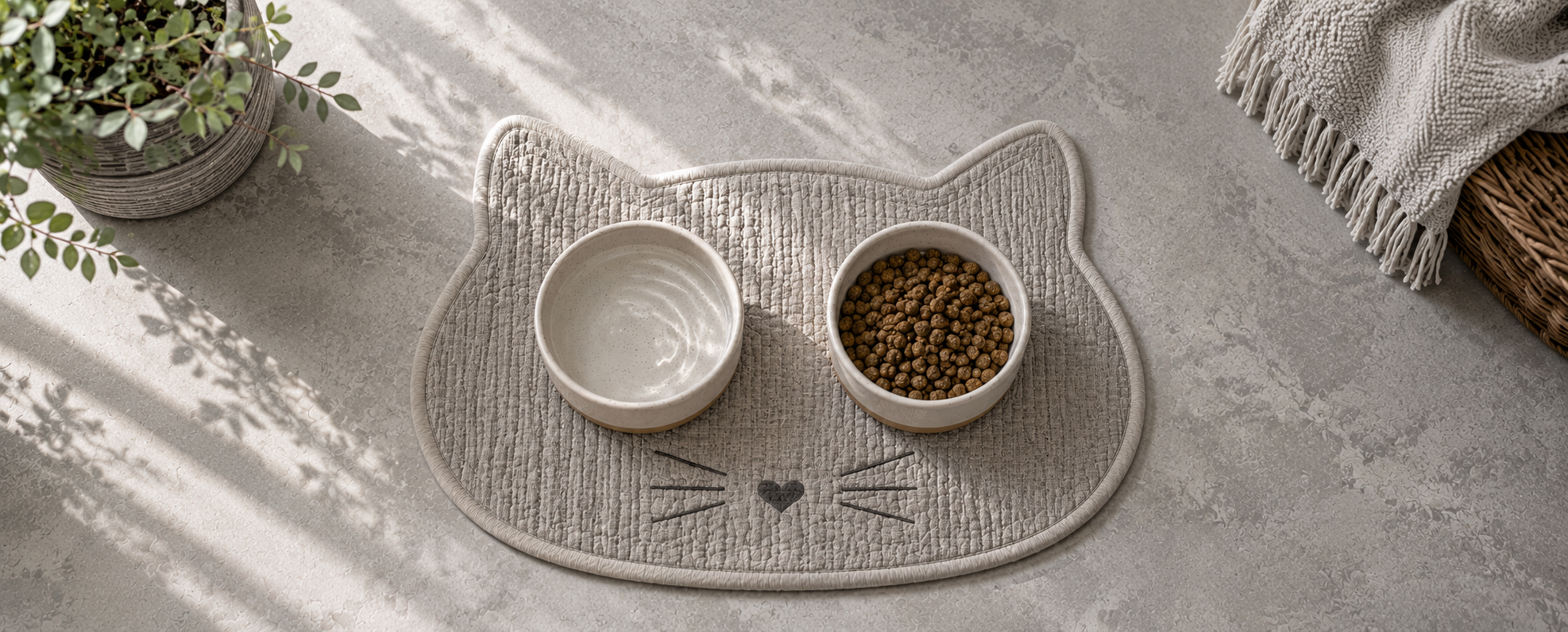 Cat Bowl is standing on a food placemat
