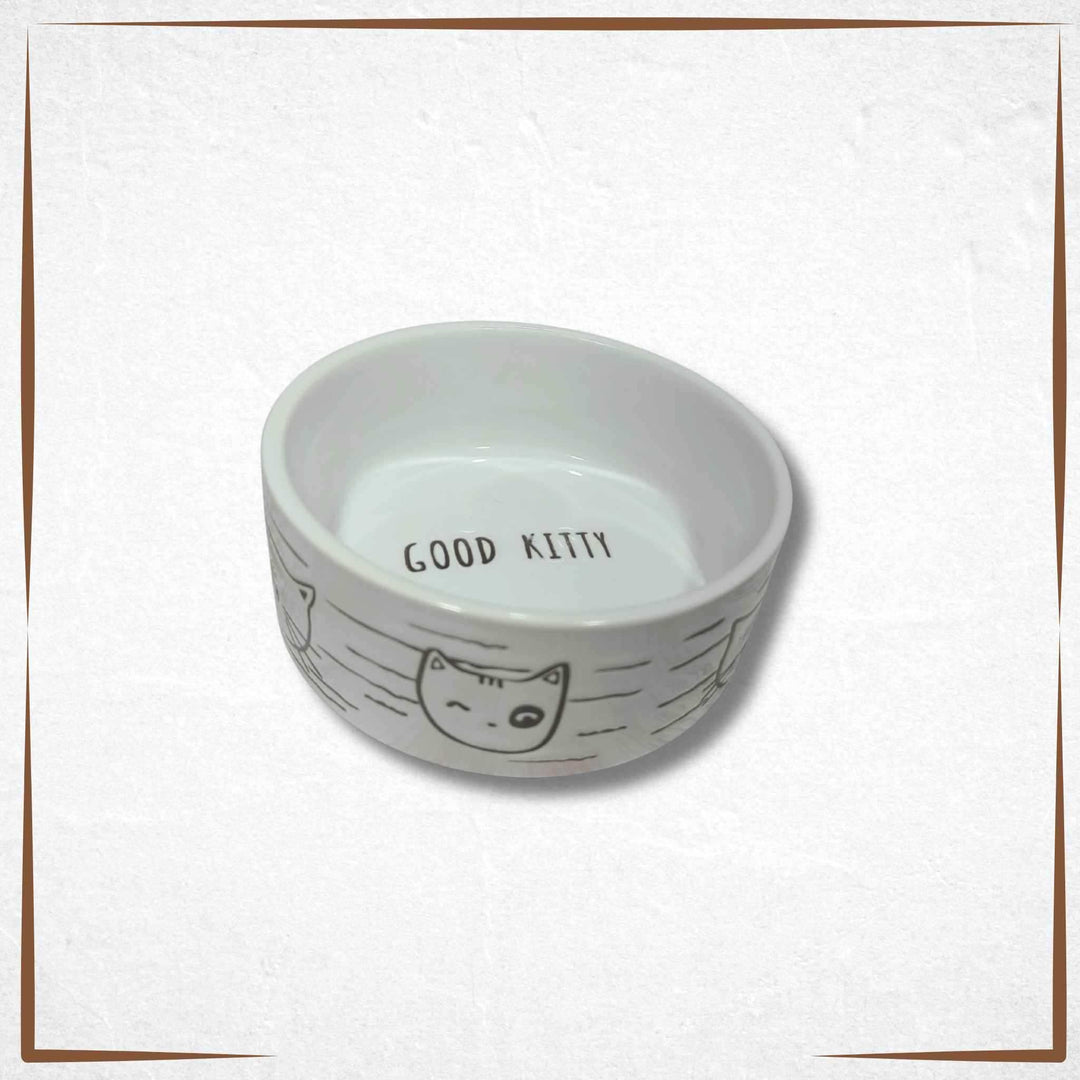 Ceramic Cat Bowl - Standard - Good Kitty