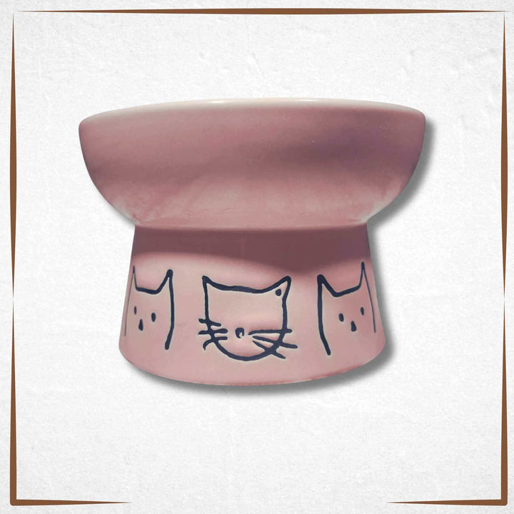 raised cat bowl Small - Cat Face - Pink