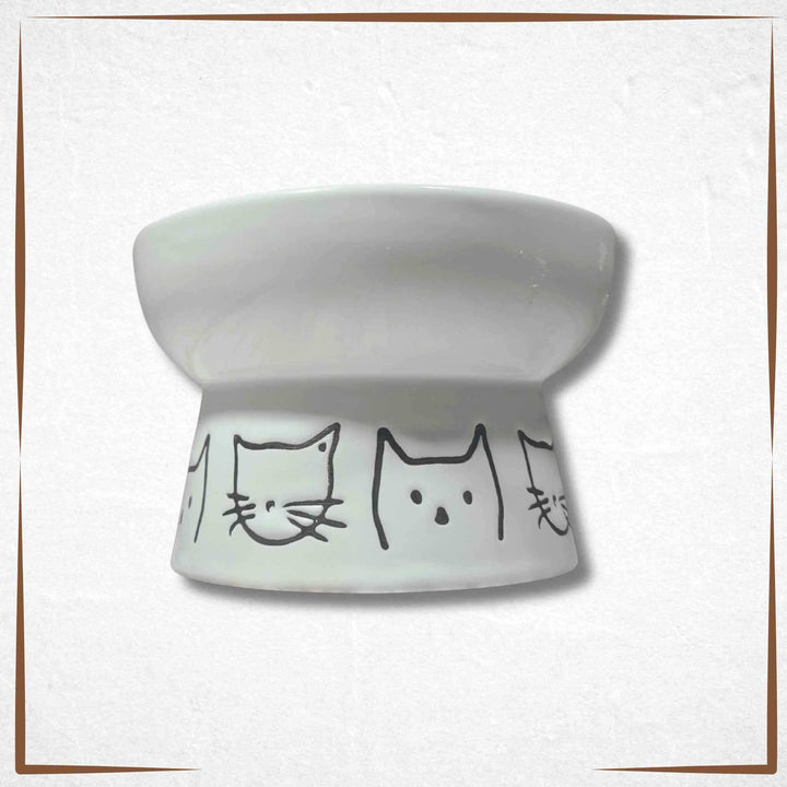 raised cat bowl Small - Cat Face-white