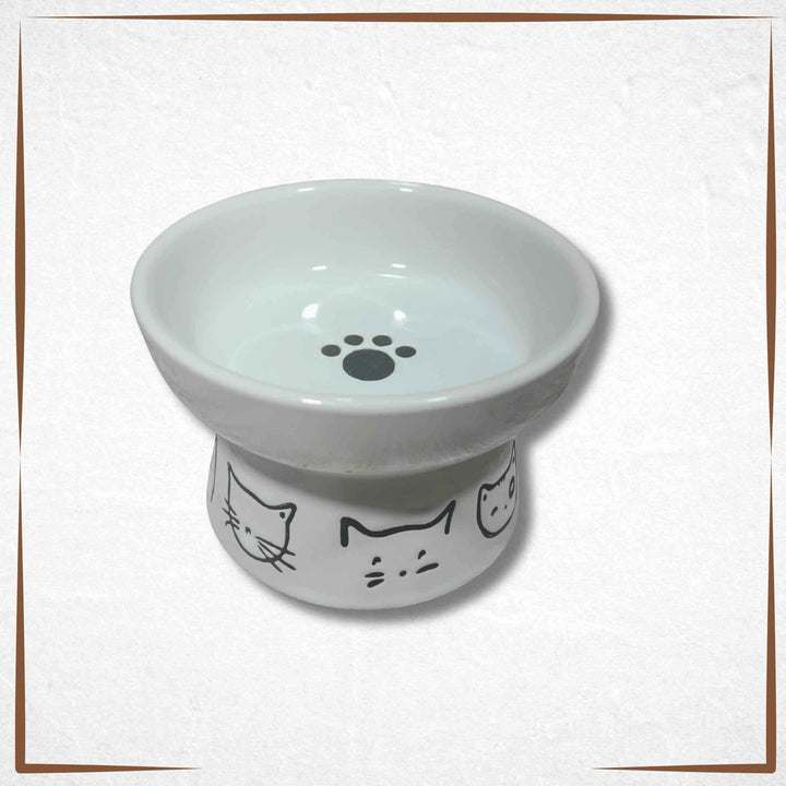 raised cat bowl Small - Cat Face - Size - white