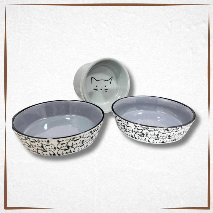 Ceramic Cat Bowl - Standard grey