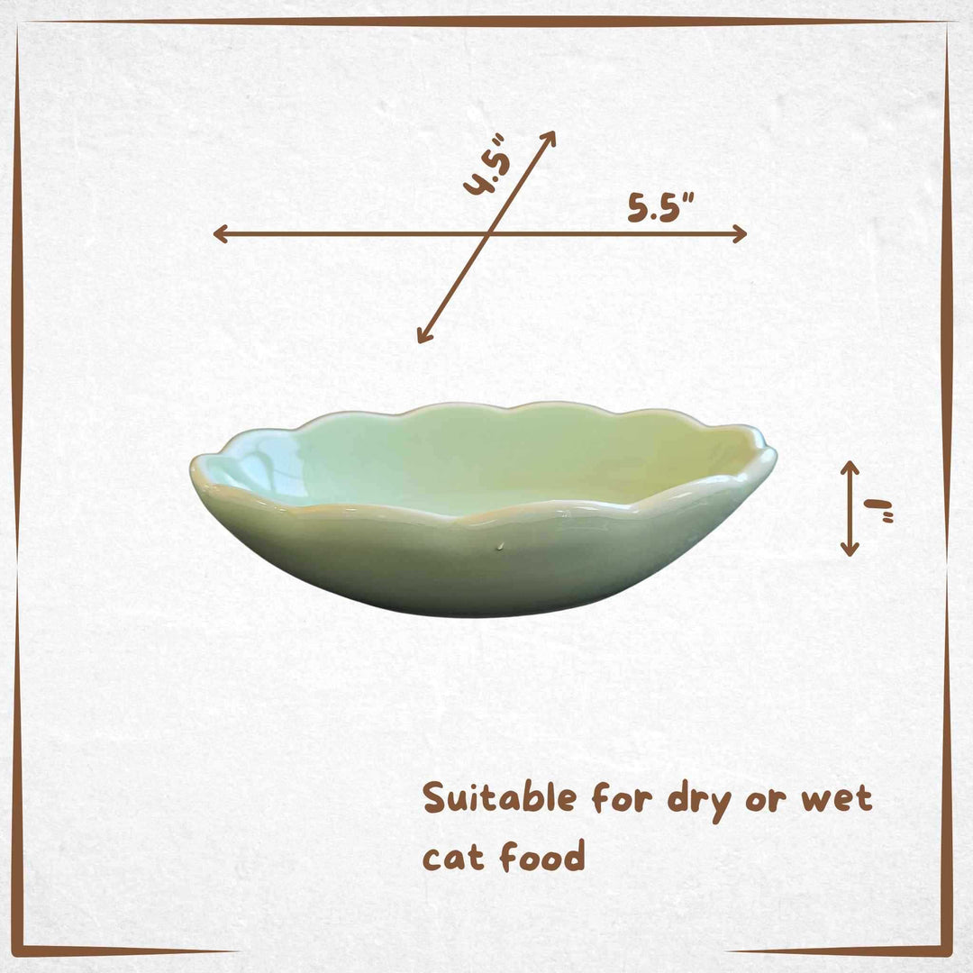 Set of Cat Plates - Two Shallow Scalloped Dishes