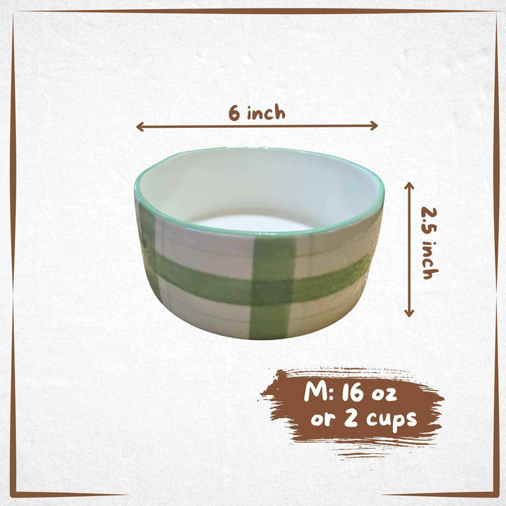 Ceramic Dog Bowl – Medium-Size - Plaid 