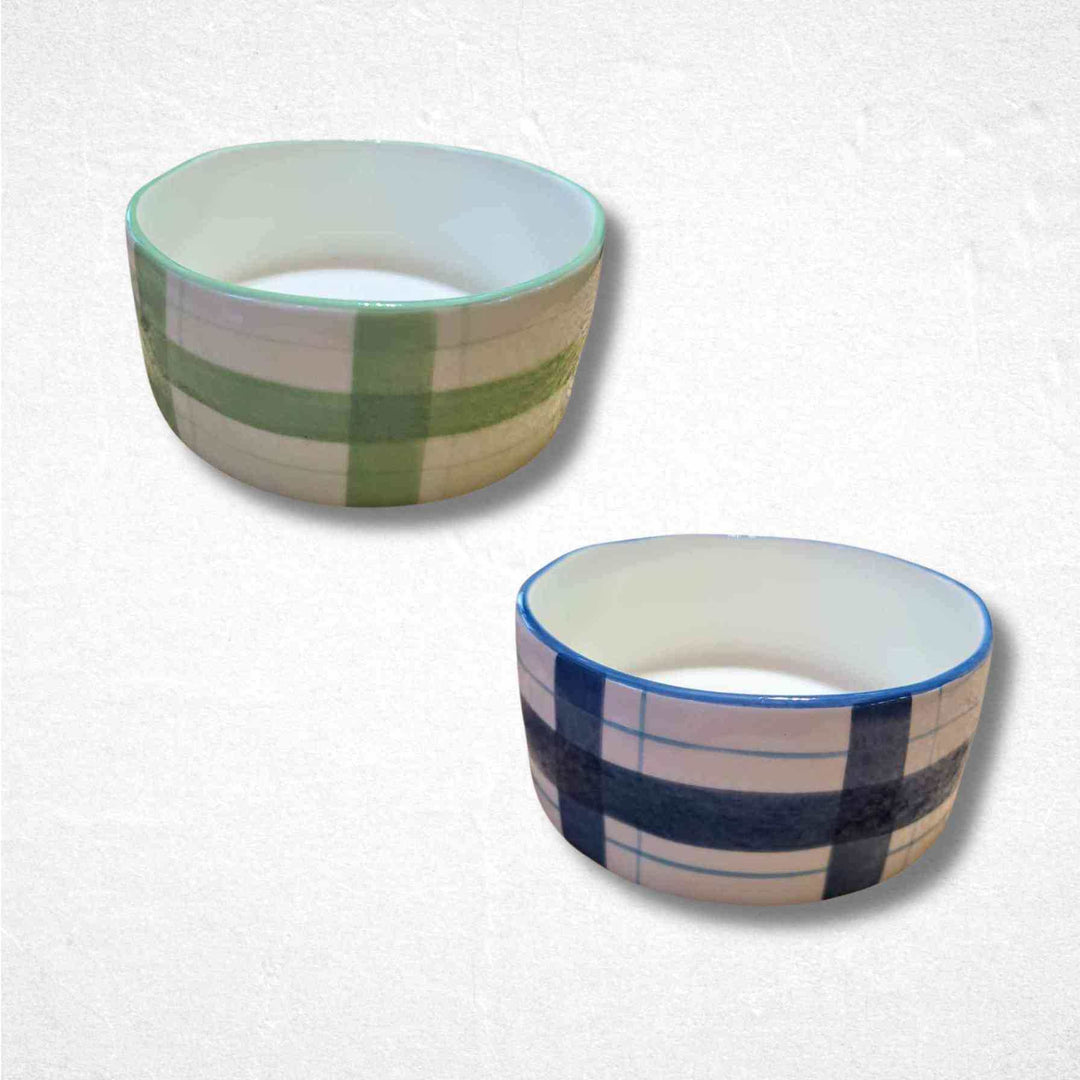 Ceramic Dog Bowl – Medium-Size - Plaid 