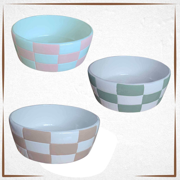 Large Dog Bowl - Checkered