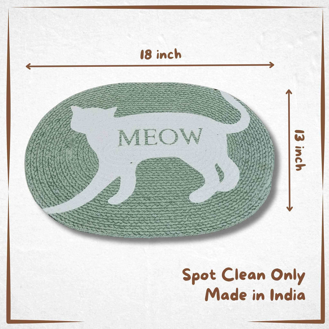 Cotton Cat Placemat - Meow - Green