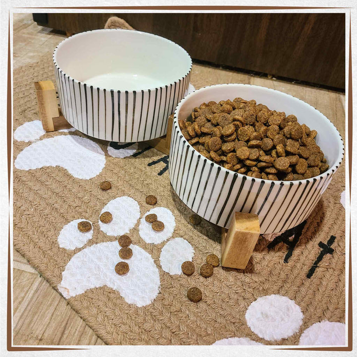 Dog Bowls Set with Wooden Stand 