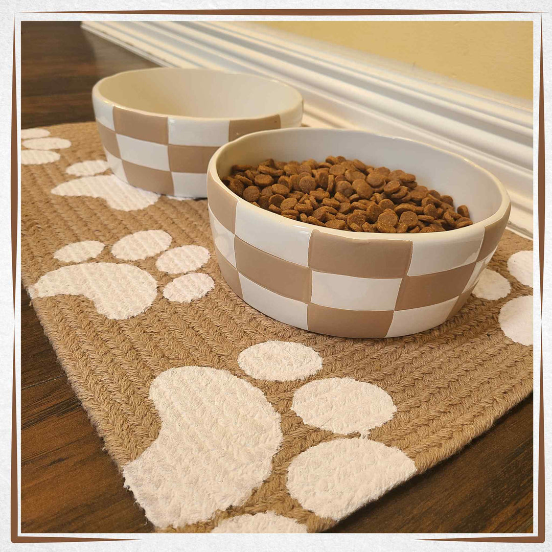 Large Dog Bowl Mat - Cotton Style 1