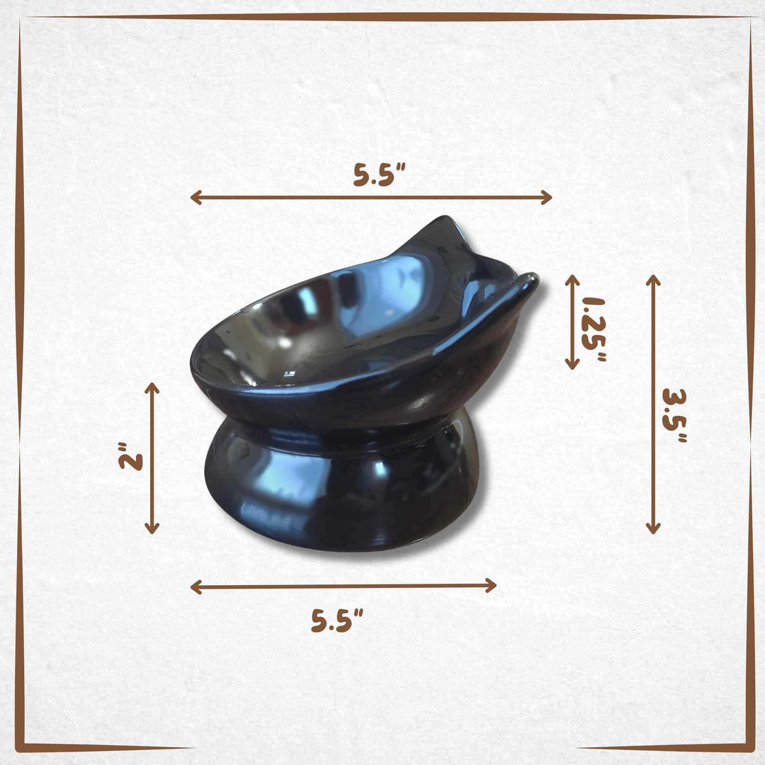 Raised Tilted Cat Bowl - Measurements