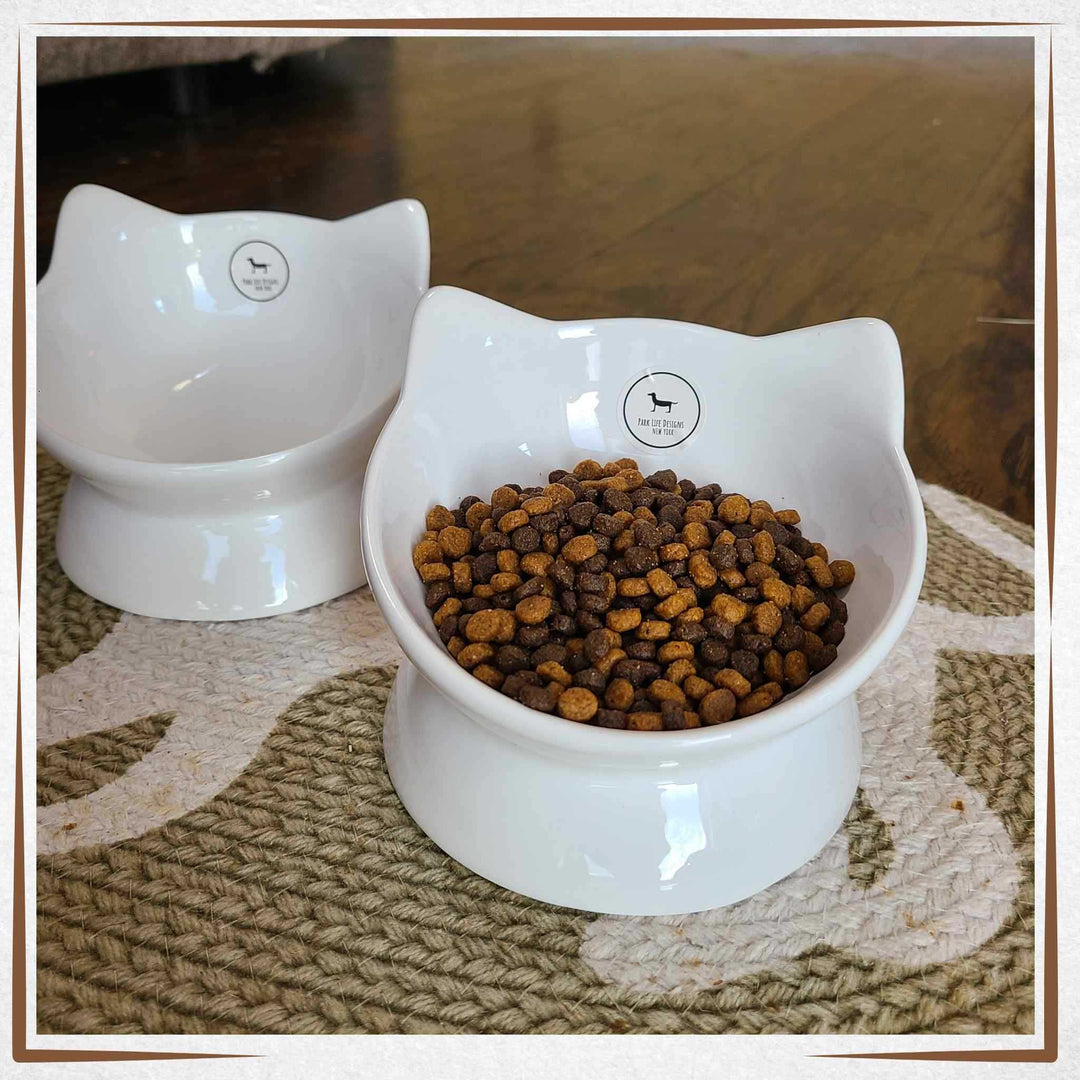 Raised Tilted Cat Bowl Milo - Ceramic