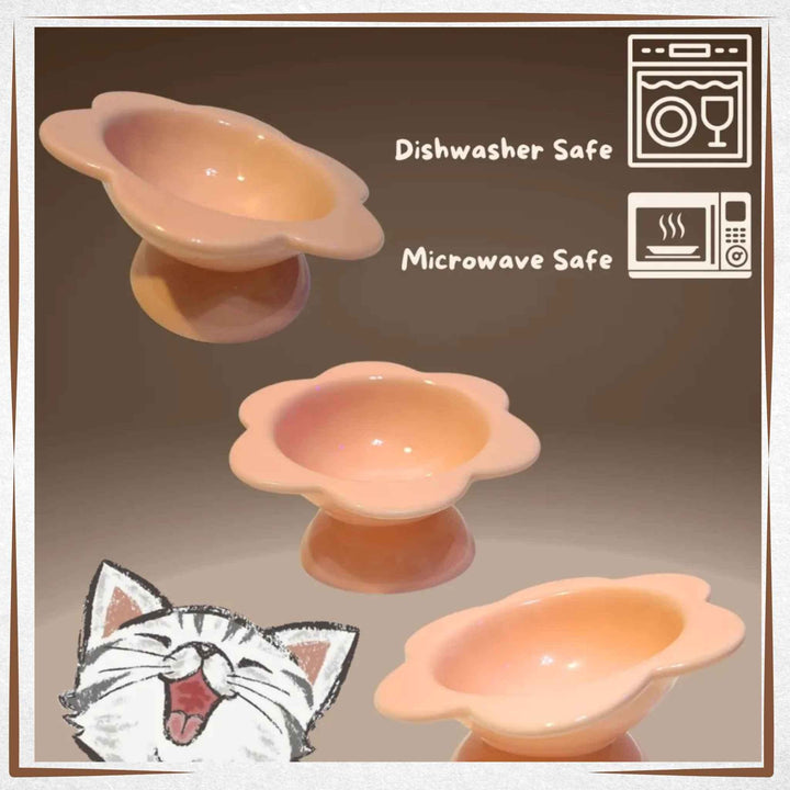 Raised Cat Bowl - Flower