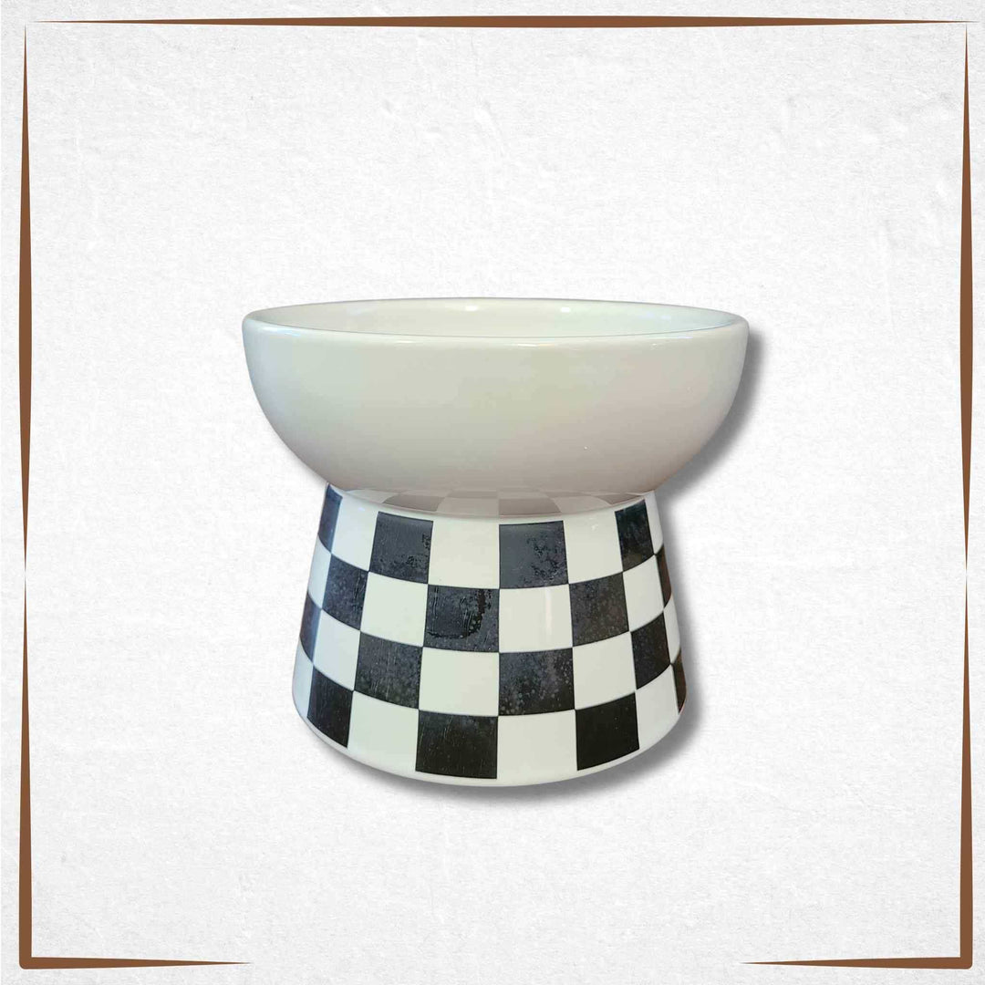 Elevated Cat Dish - White and Black 