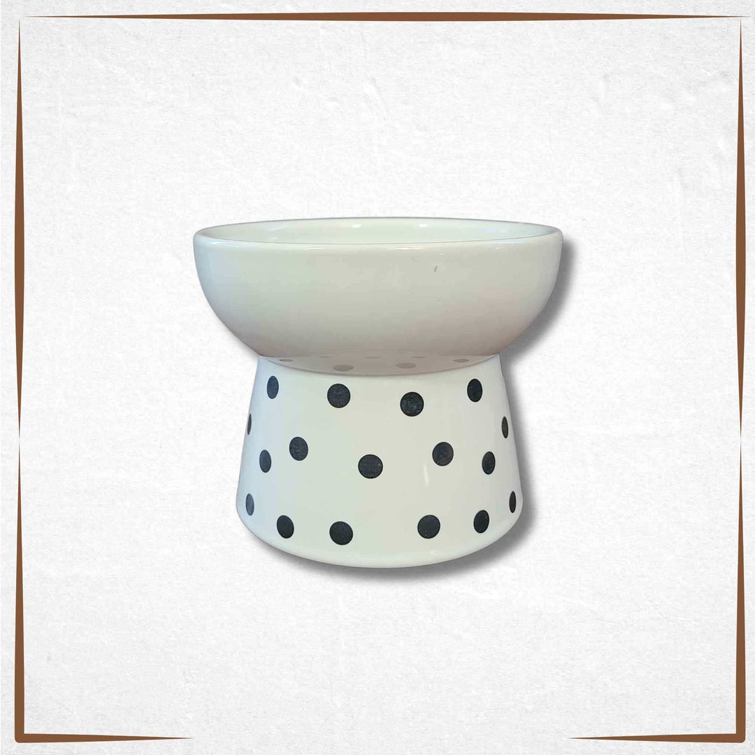 Elevated Cat Dish - White and Black 