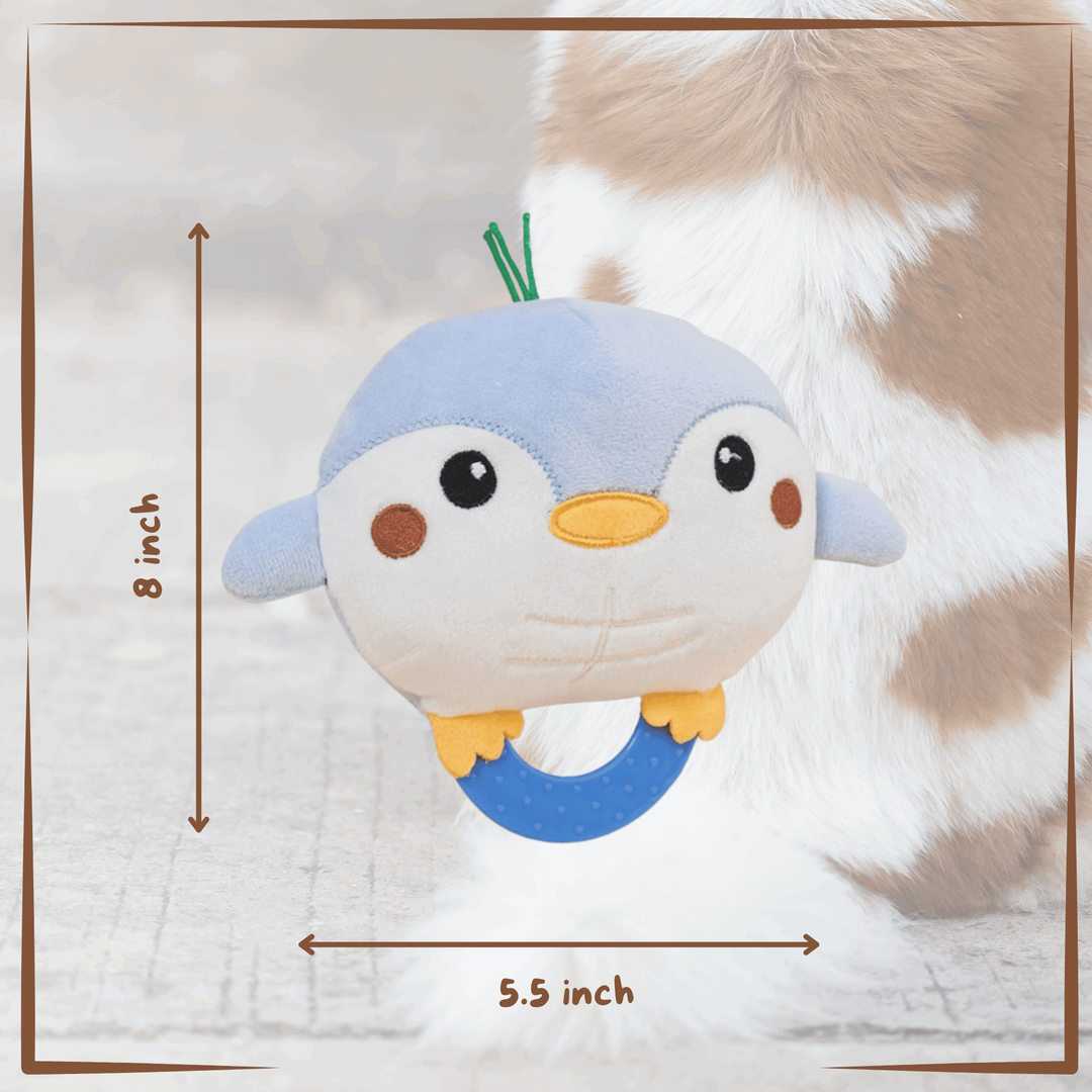 Dog Toy - Blue Penguin Blue Ring toy size