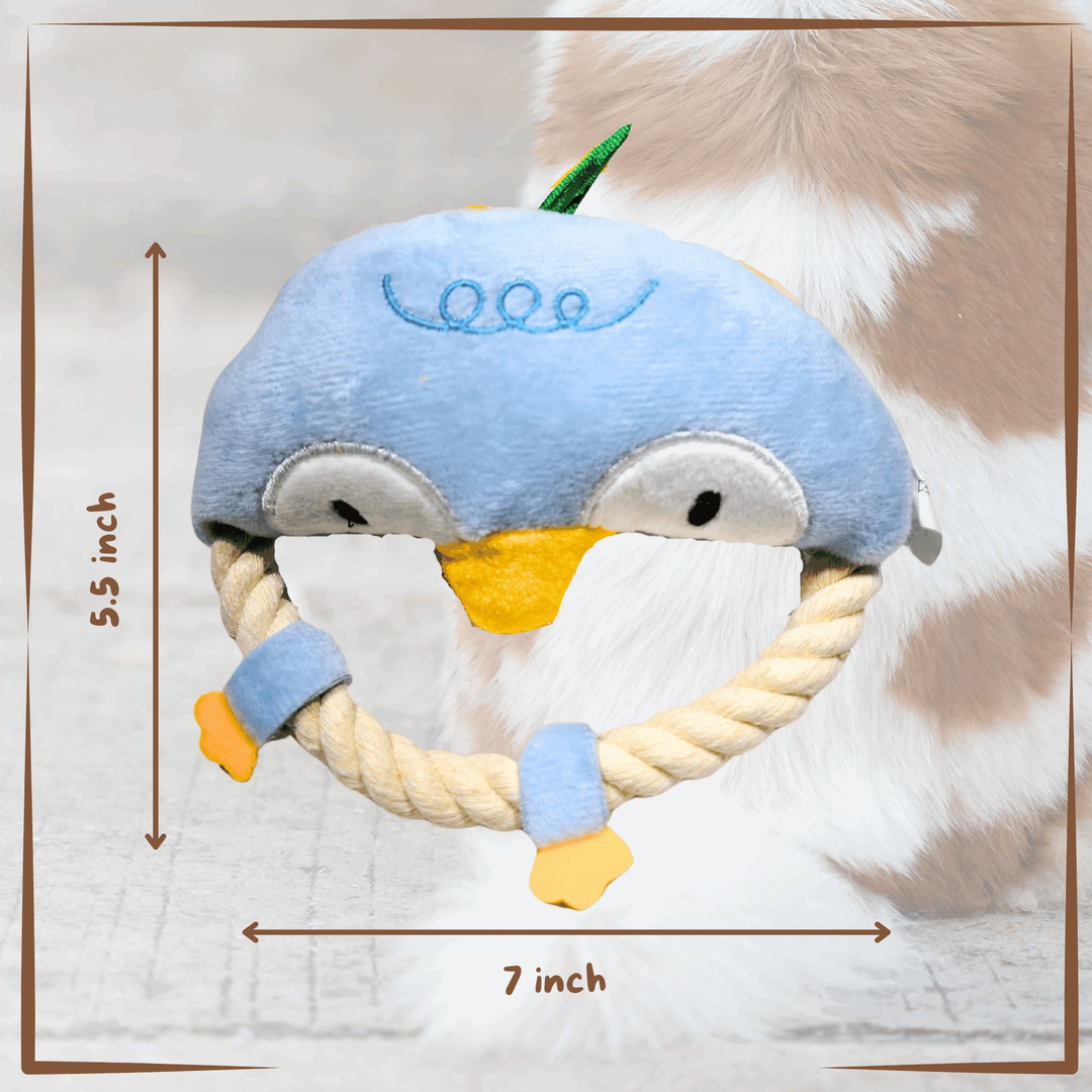 Dog Toy - Blue Penguin Rope Ring