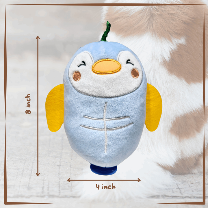 Dog Toy - Blue Penguin Yellow Wing size