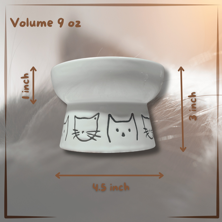 raised cat bowl Small - Cat Face - Size