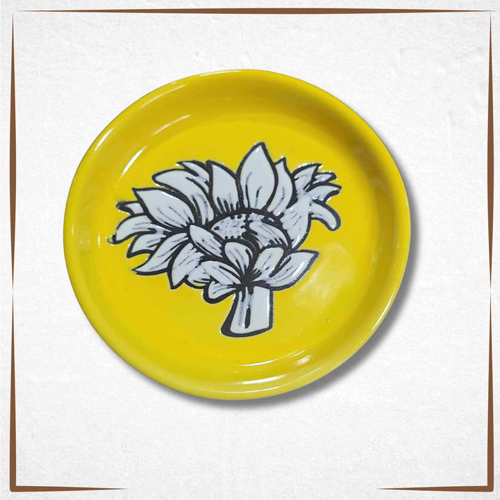 Cat Plate Mini Ceramic Sunflower