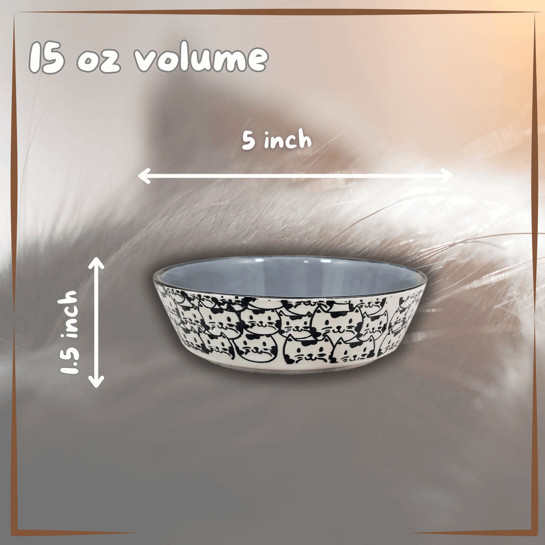 Ceramic Cat Bowl - Standard grey