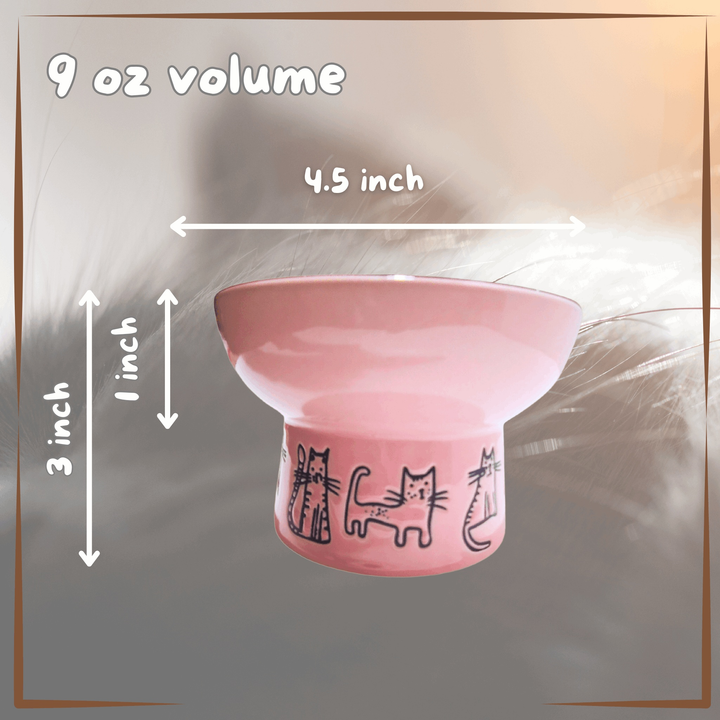 Raised Cat Bowl Small Pink size