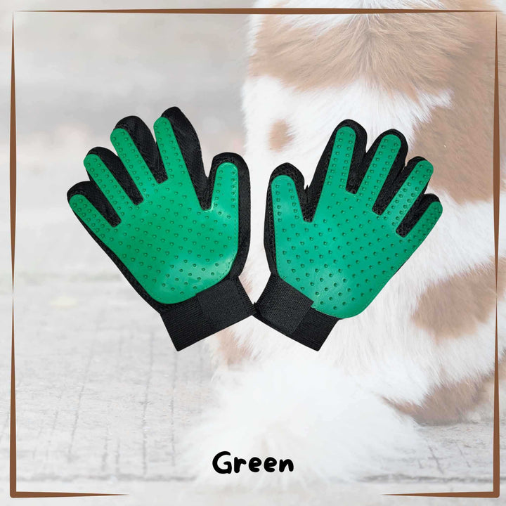 Grooming Glove Brush Rubber green