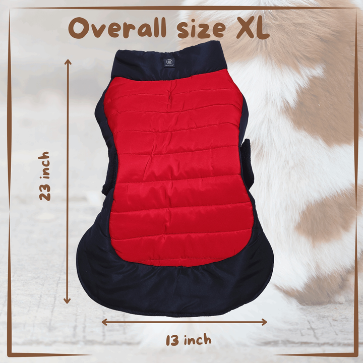 Dog Coat Silver Paw Black and Red Measurements