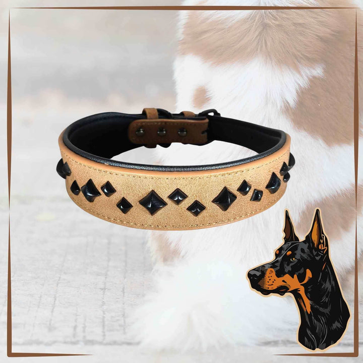 Studded Dog Collar M Brown